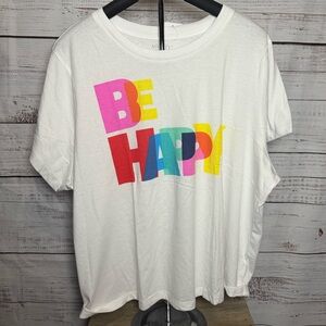 Mighty Fine White 'Be Happy' Graphic Tee